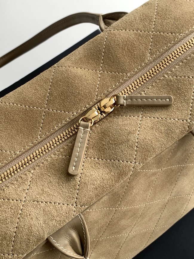 CHANEL Suede Calfskin Large Bowling Bag AS6211 Dark Beige