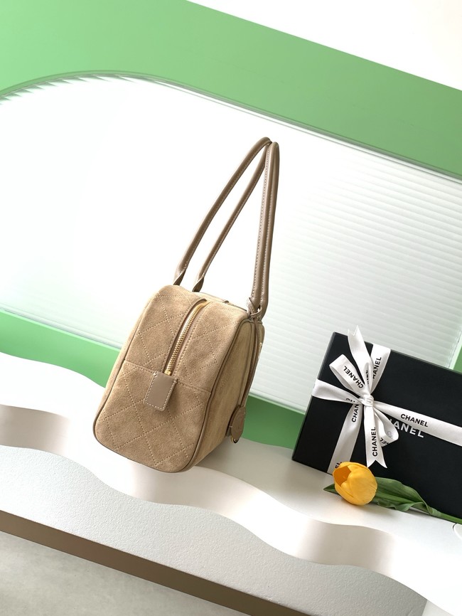 CHANEL Suede Calfskin Large Bowling Bag AS6211 Dark Beige