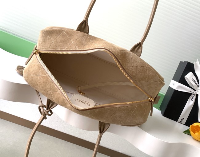 CHANEL Suede Calfskin Large Bowling Bag AS6211 Dark Beige