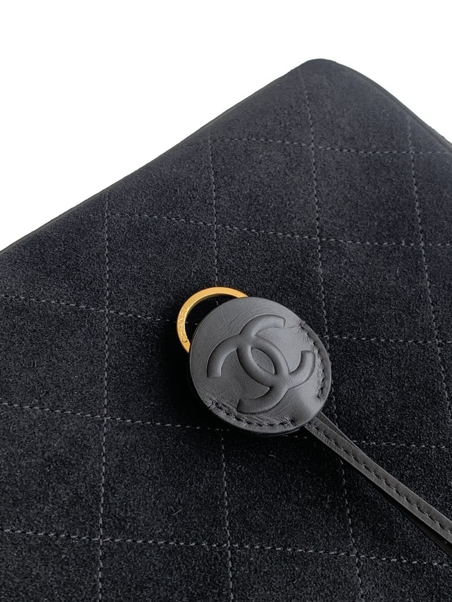 CHANEL Suede Calfskin Large Bowling Bag AS6211 black