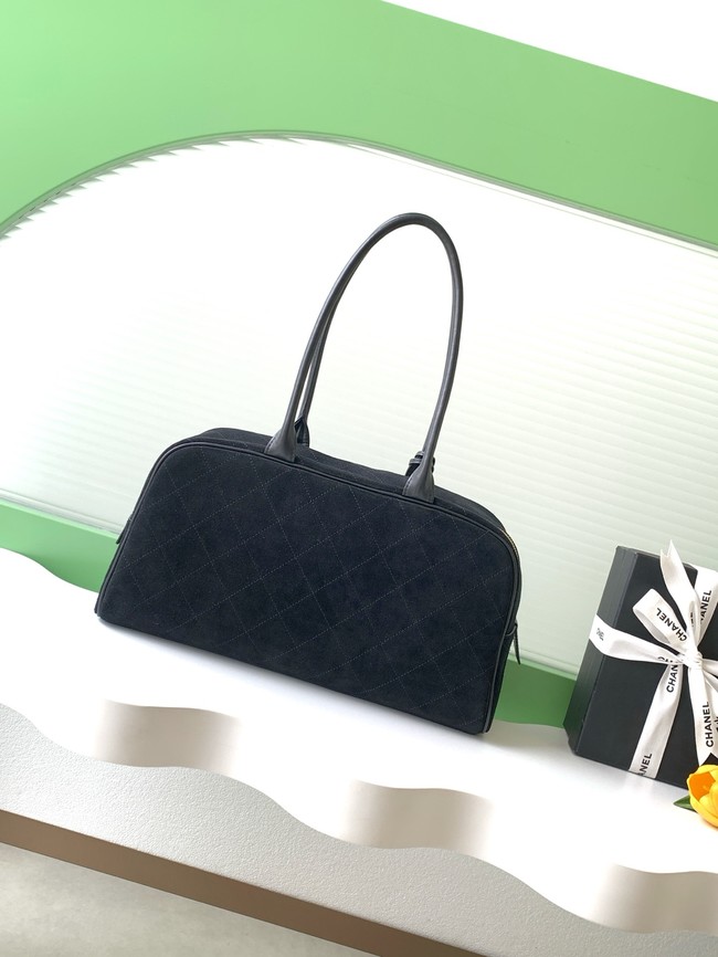 CHANEL Suede Calfskin Large Bowling Bag AS6211 black