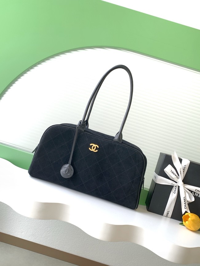 CHANEL Suede Calfskin Large Bowling Bag AS6211 black