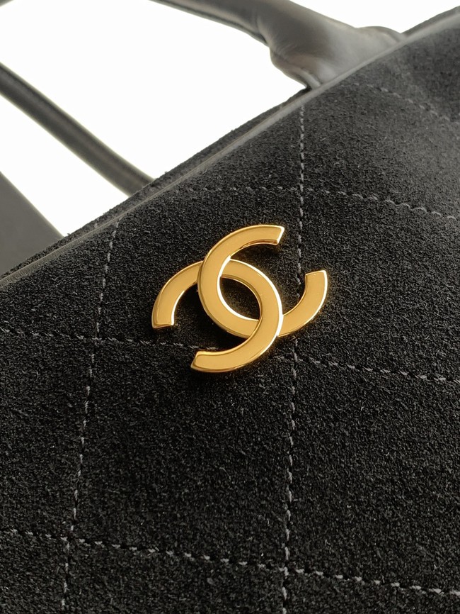 CHANEL Suede Calfskin Large Bowling Bag AS6211 black