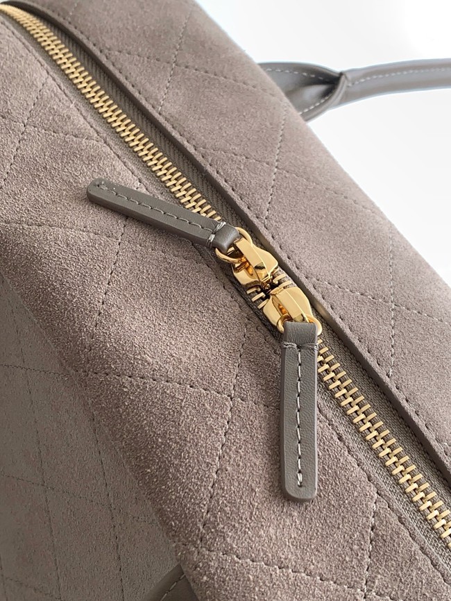 CHANEL Suede Calfskin Large Bowling Bag AS6211 gray