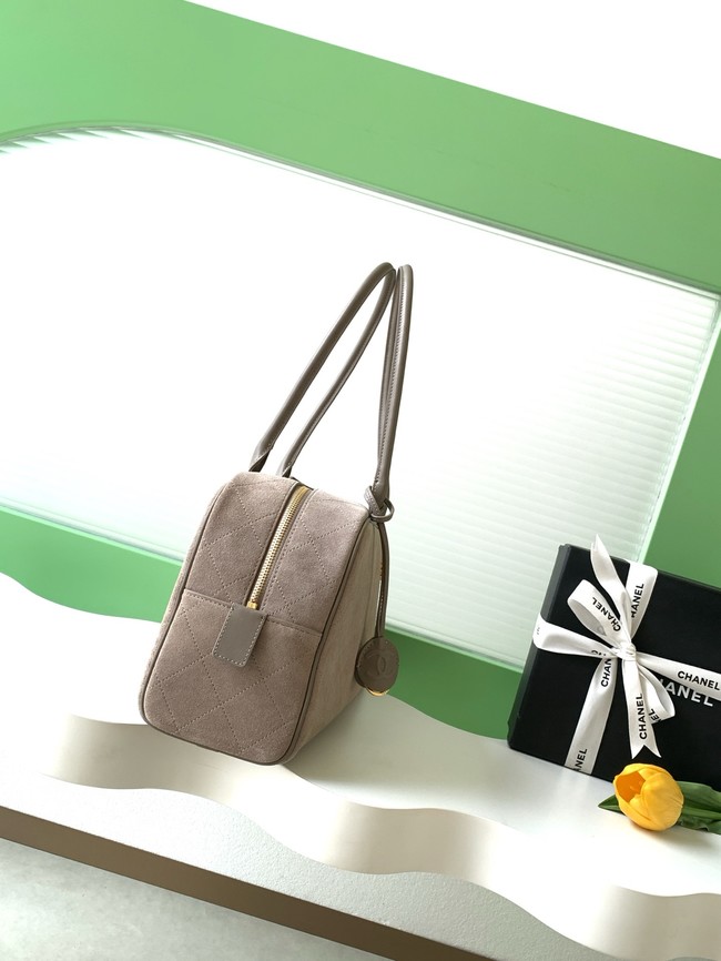 CHANEL Suede Calfskin Large Bowling Bag AS6211 gray