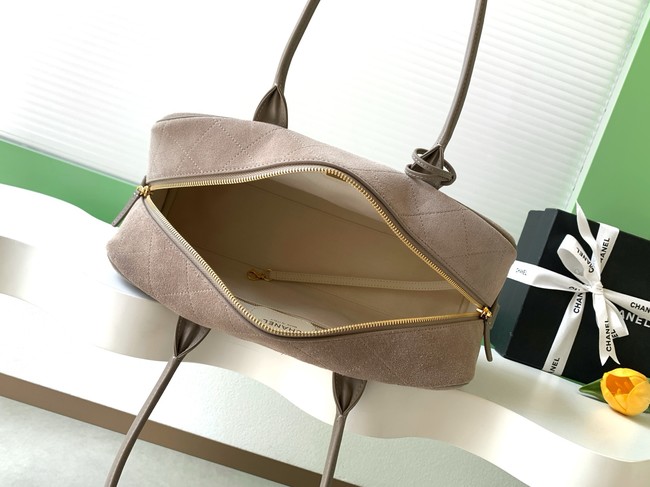 CHANEL Suede Calfskin Large Bowling Bag AS6211 gray