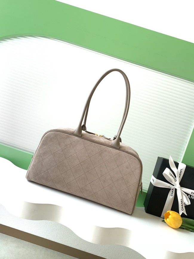 CHANEL Suede Calfskin Large Bowling Bag AS6211 gray