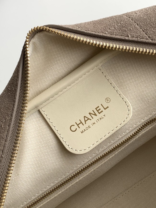 CHANEL Suede Calfskin Large Bowling Bag AS6211 gray