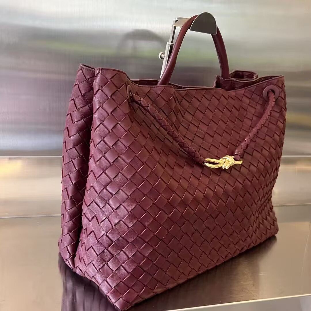 Bottega Veneta Andiamo Pepites Original Leather Large Bag 743575 Wine Bottega Veneta Andiamo Pepites Original Leather Large Bag 743575 Wine