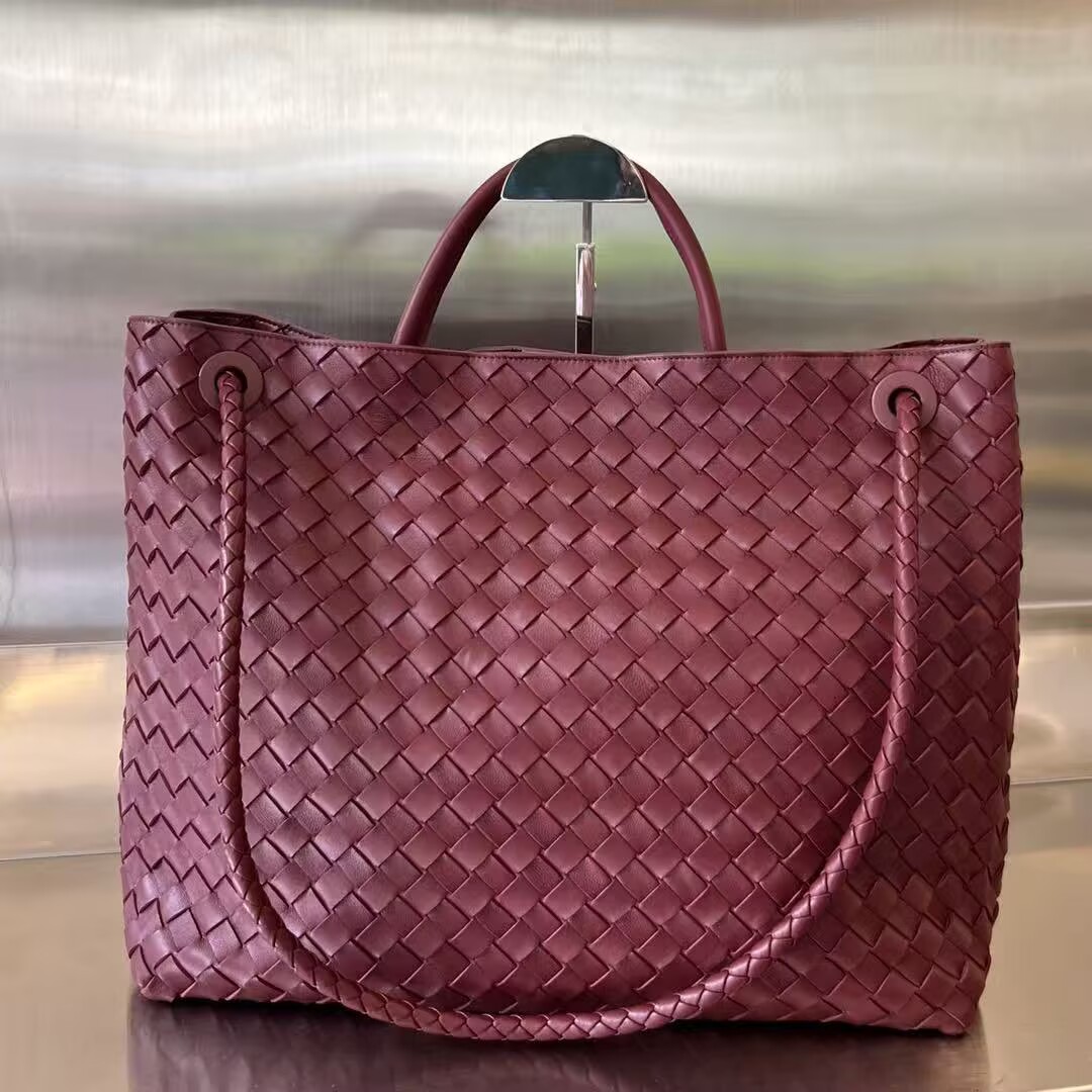 Bottega Veneta Andiamo Pepites Original Leather Large Bag 743575 Wine Bottega Veneta Andiamo Pepites Original Leather Large Bag 743575 Wine