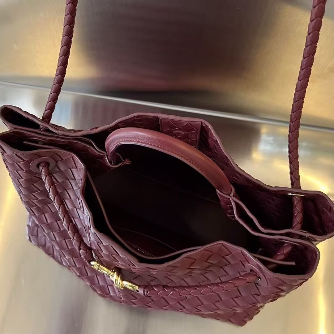 Bottega Veneta Andiamo Pepites Original Leather Large Bag 743575 Wine Bottega Veneta Andiamo Pepites Original Leather Large Bag 743575 Wine
