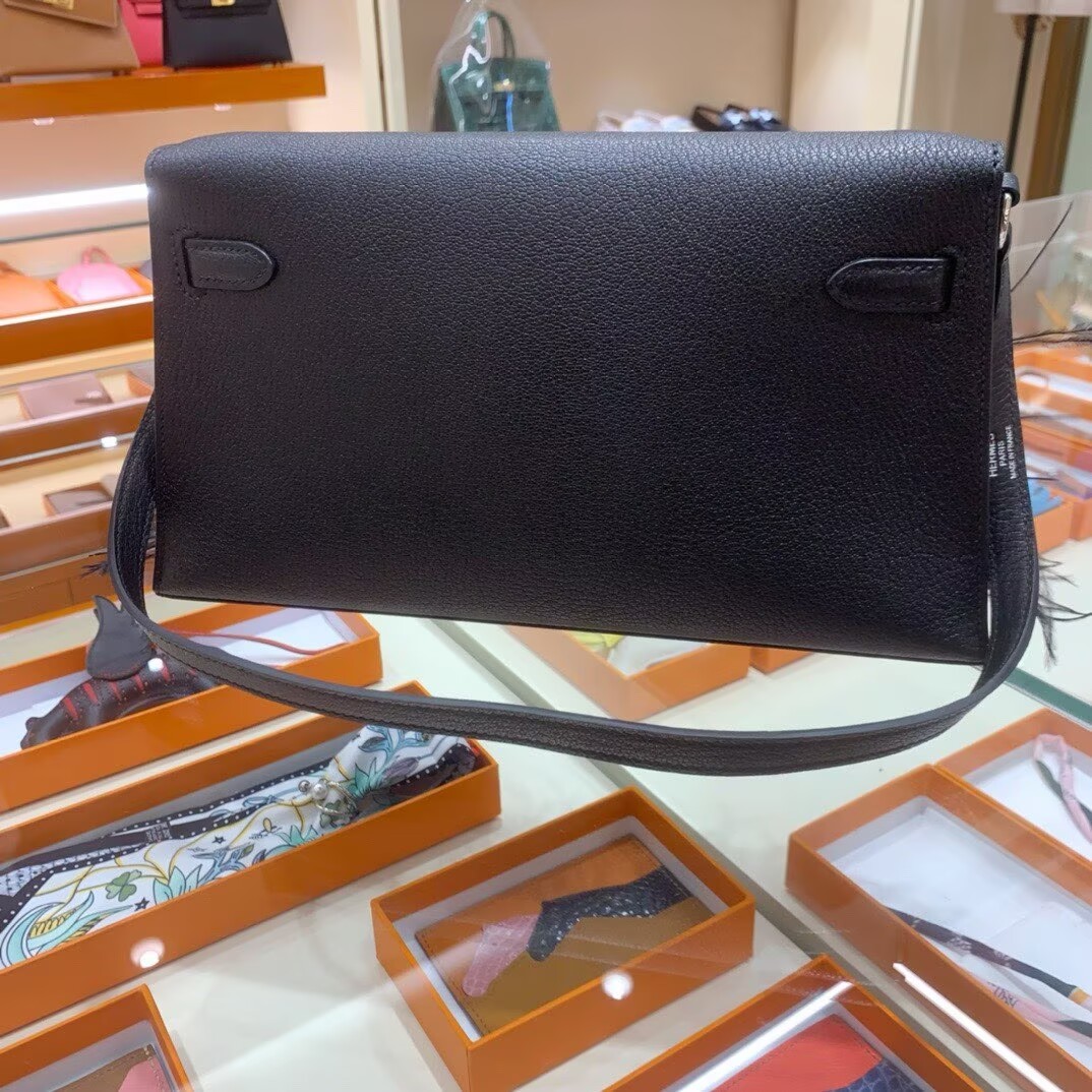 Hermes Kelly Elan Original Leather Ostich Feathers Bag 83210 Black Hermes Kelly Elan Original Leather Ostich Feathers Bag 83210 Black