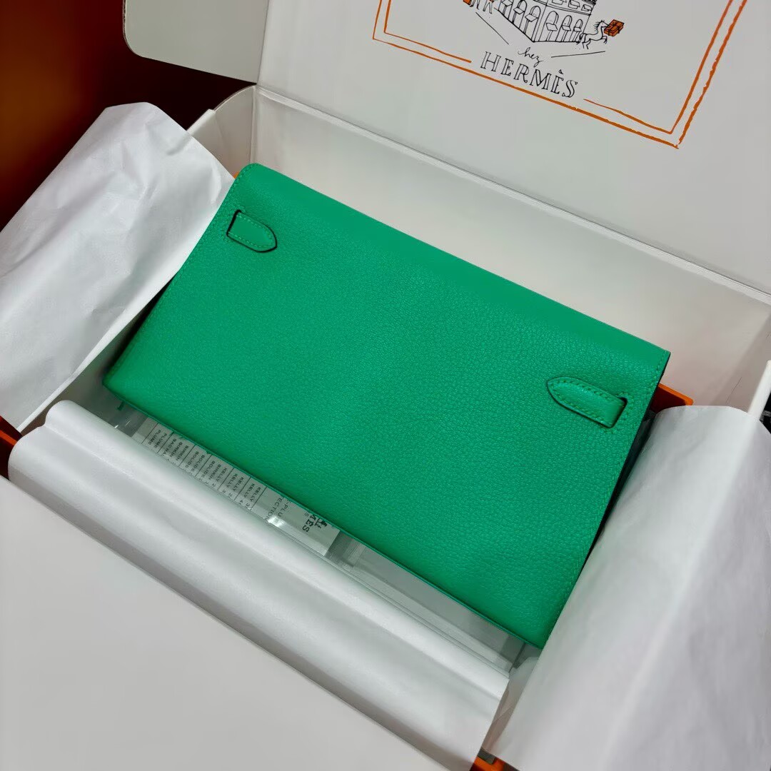 Hermes Kelly Elan Original Leather Ostich Feathers Bag 83210 Green Hermes Kelly Elan Original Leather Ostich Feathers Bag 83210 Green