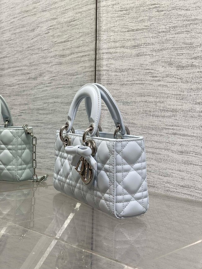 Dior Mini Lady D-Joy Bag Cannage Lambskin M0636O ice blue