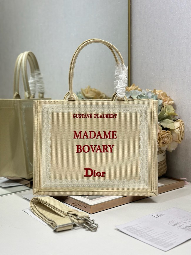 Medium Dior Book Tote with Strap M1354PE Beige and Red