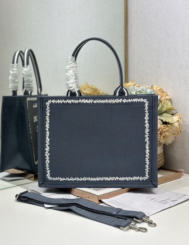 Medium Dior Book Tote with Strap M1354PE Blue and White Book Cover