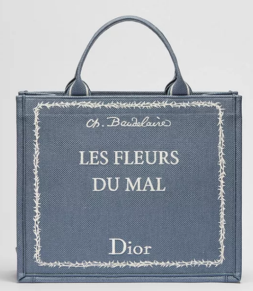Medium Dior Book Tote with Strap M1354PE Blue and White Book Cover