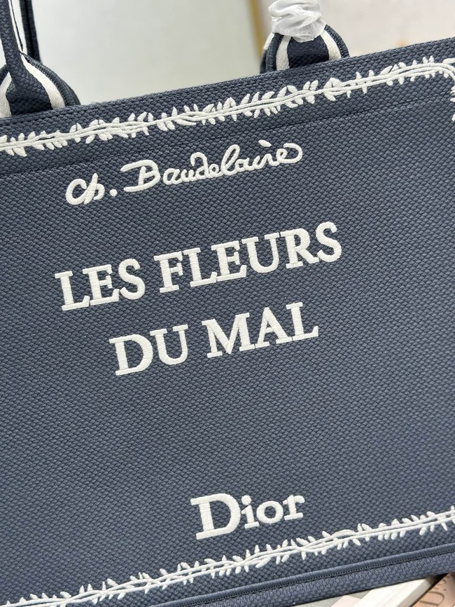 Medium Dior Book Tote with Strap M1354PE Blue and White Book Cover