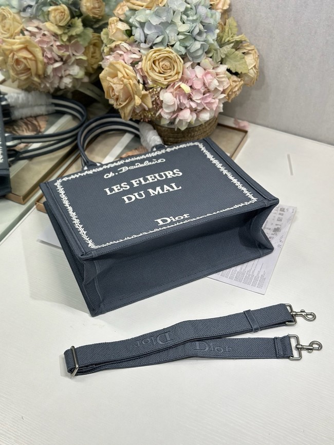Medium Dior Book Tote with Strap M1354PE Blue and White Book Cover