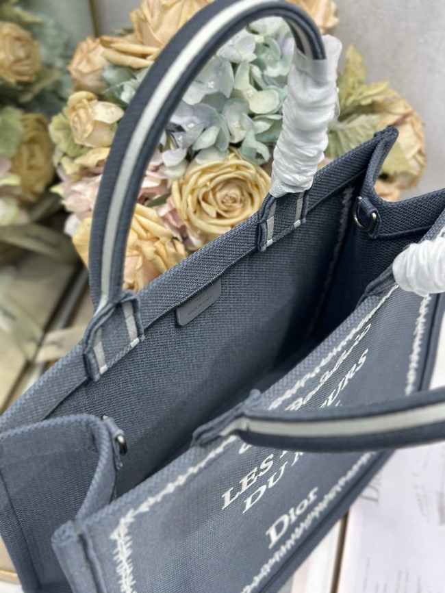 Medium Dior Book Tote with Strap M1354PE Blue and White Book Cover