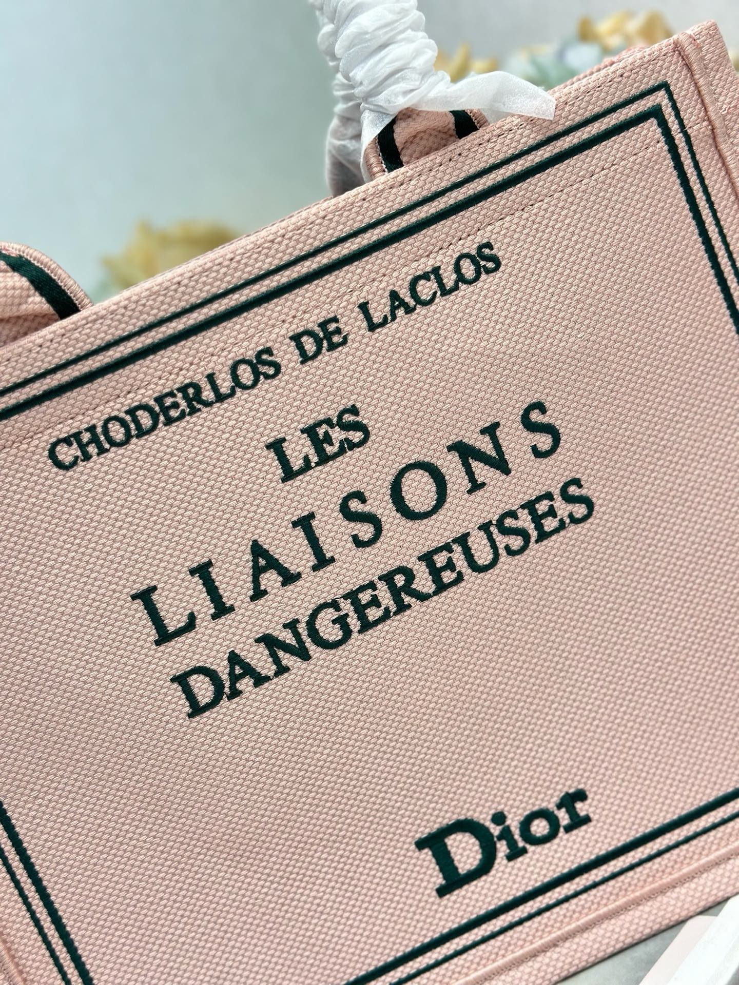 Medium Dior Book Tote with Strap M1354PE Pink and Green