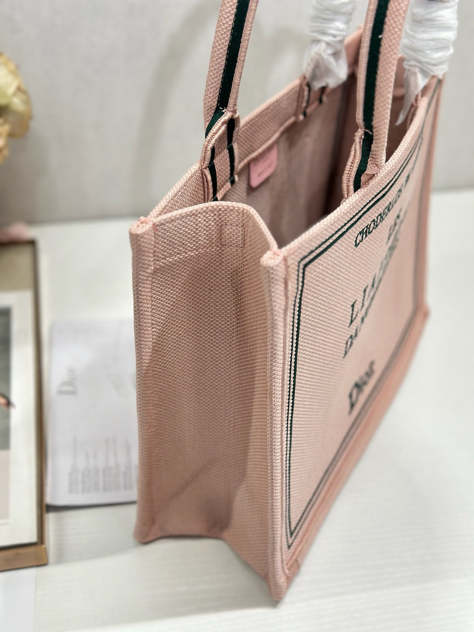 Medium Dior Book Tote with Strap M1354PE Pink and Green