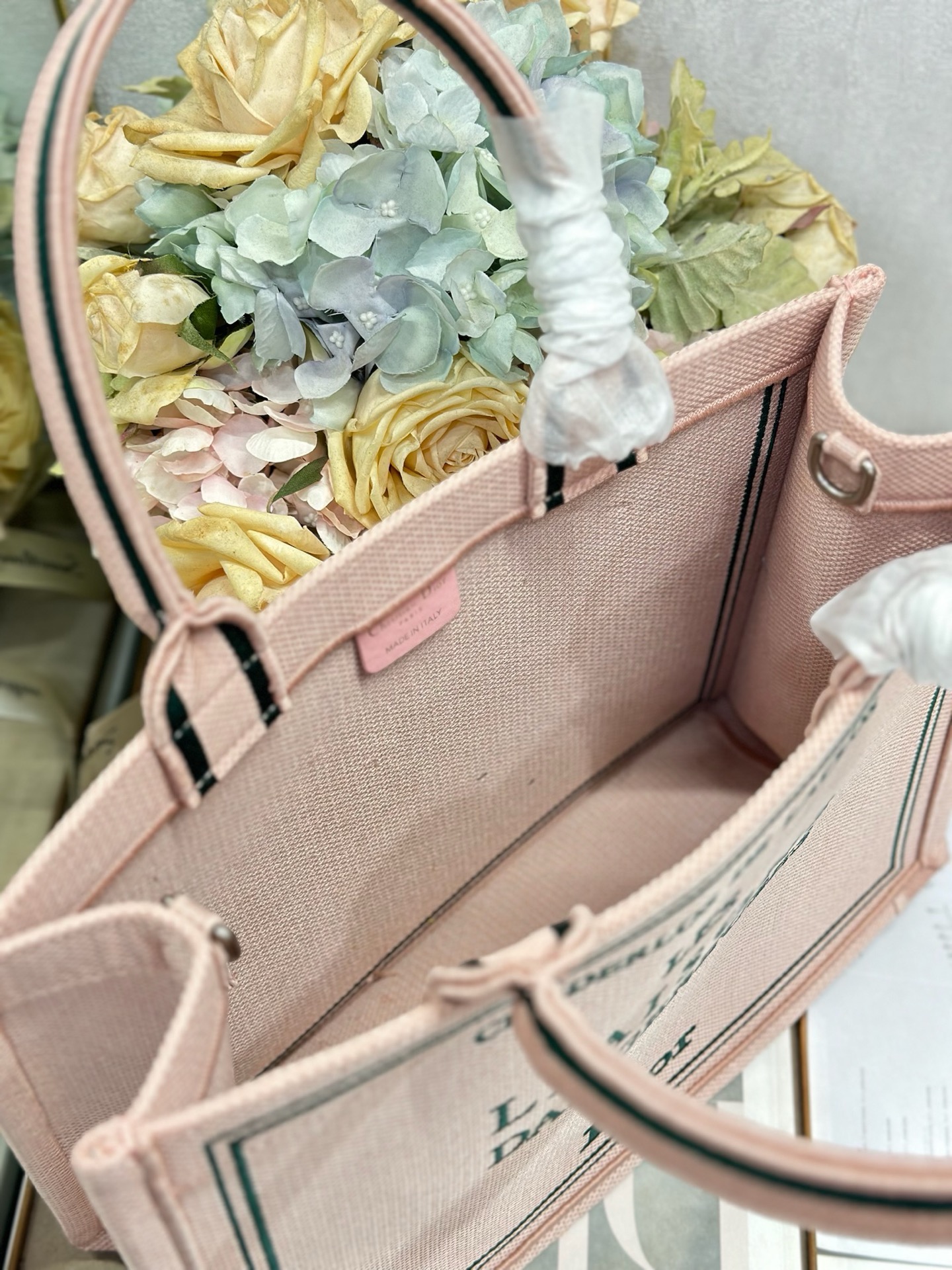 Medium Dior Book Tote with Strap M1354PE Pink and Green