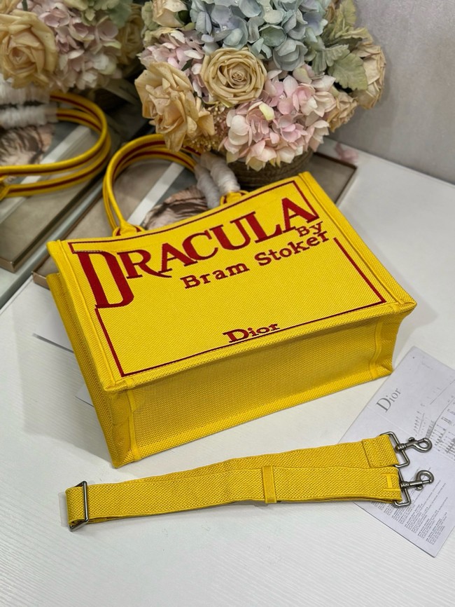 Medium Dior Book Tote with Strap M1354PE Yellow and Red Book Cover