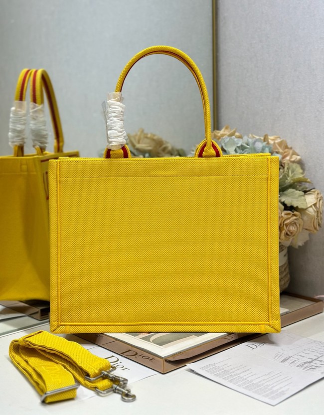 Medium Dior Book Tote with Strap M1354PE Yellow and Red Book Cover