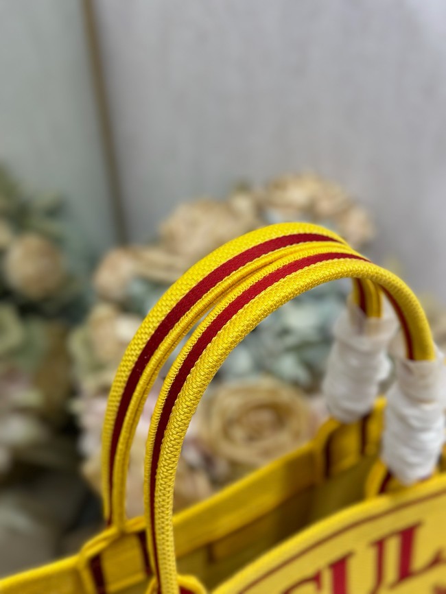 Medium Dior Book Tote with Strap M1354PE Yellow and Red Book Cover