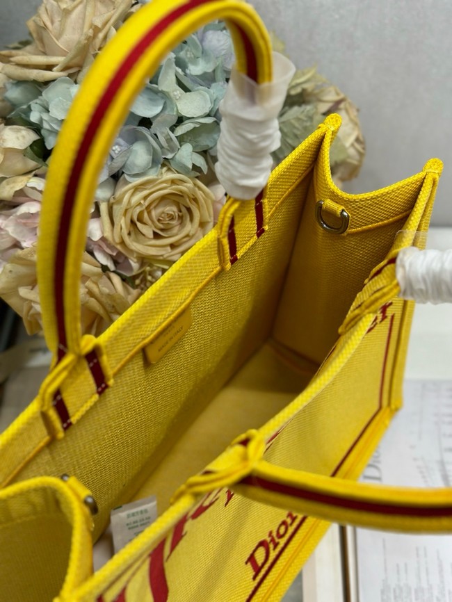 Medium Dior Book Tote with Strap M1354PE Yellow and Red Book Cover