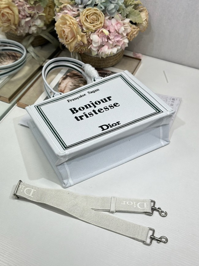 Medium Dior Book Tote with Strap M1354PE white
