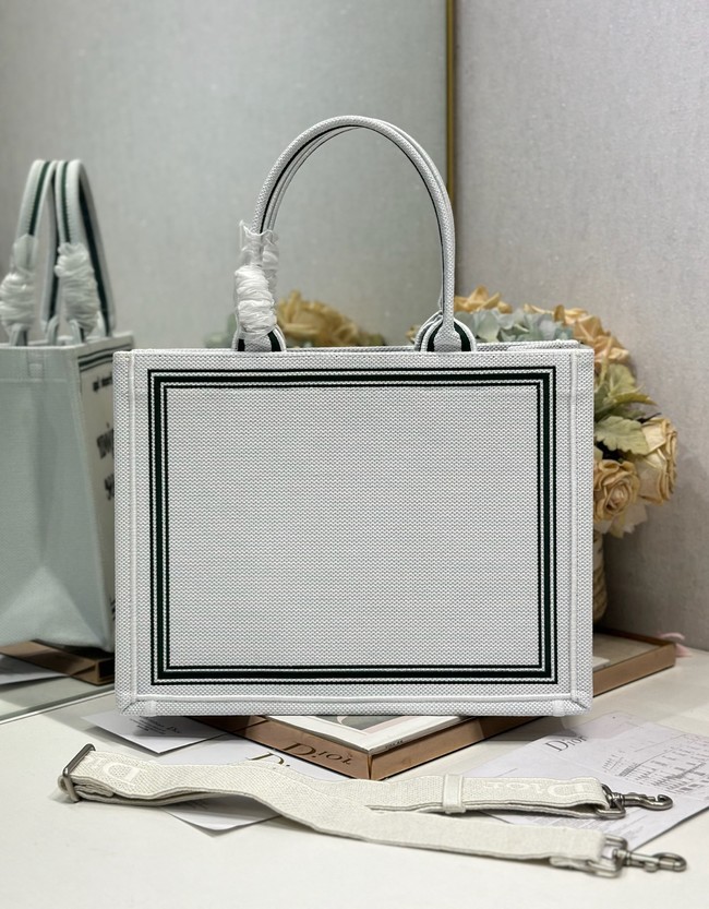 Medium Dior Book Tote with Strap M1354PE white