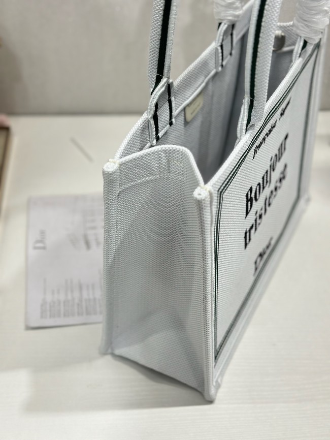 Medium Dior Book Tote with Strap M1354PE white