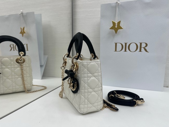 Mini Lady Dior Bag with Chain M0505P Latte and Black