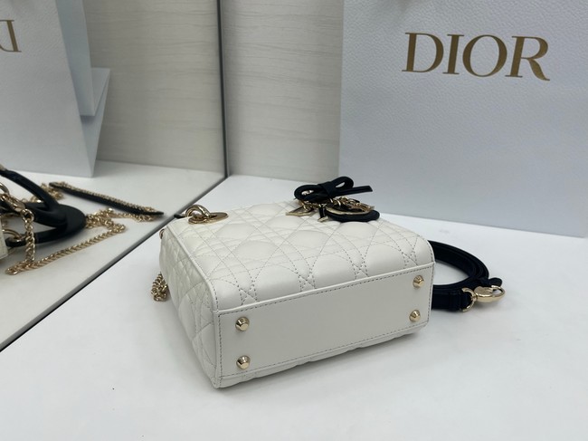 Mini Lady Dior Bag with Chain M0505P Latte and Black