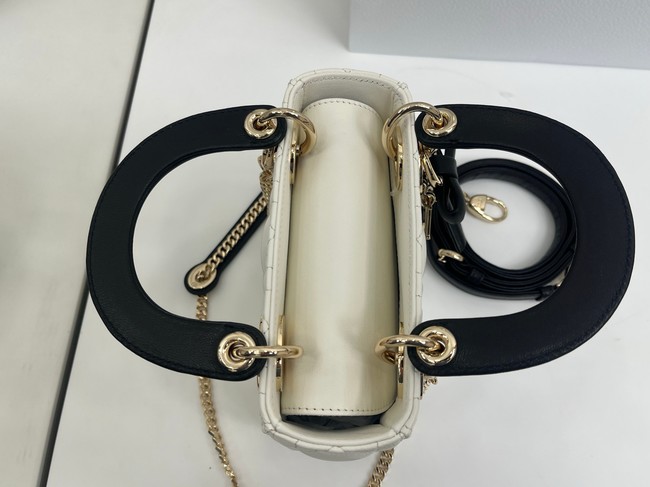 Mini Lady Dior Bag with Chain M0505P Latte and Black