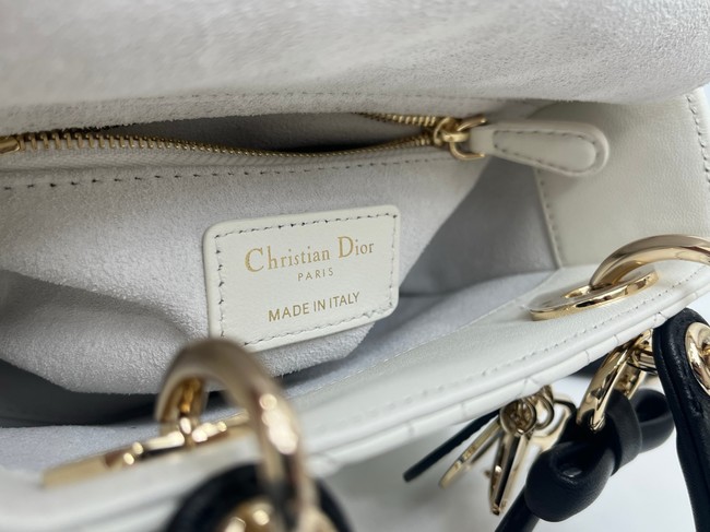 Mini Lady Dior Bag with Chain M0505P Latte and Black