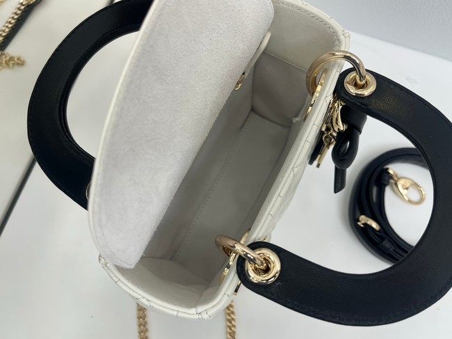 Mini Lady Dior Bag with Chain M0505P Latte and Black