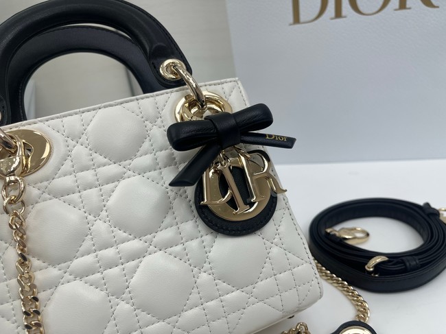 Mini Lady Dior Bag with Chain M0505P Latte and Black
