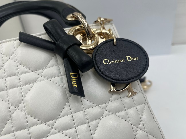 Mini Lady Dior Bag with Chain M0505P Latte and Black
