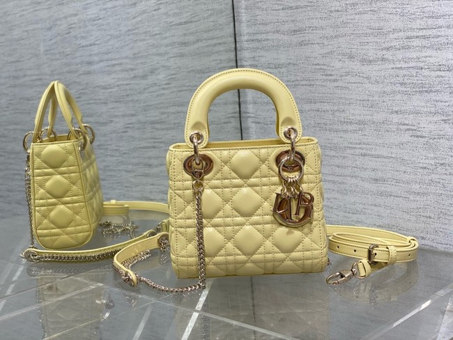 Mini Lady Dior My ABCDior Bag Cannage Lambskin M0505O yellow