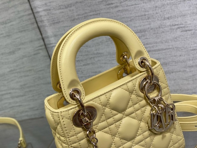 Mini Lady Dior My ABCDior Bag Cannage Lambskin M0505O yellow