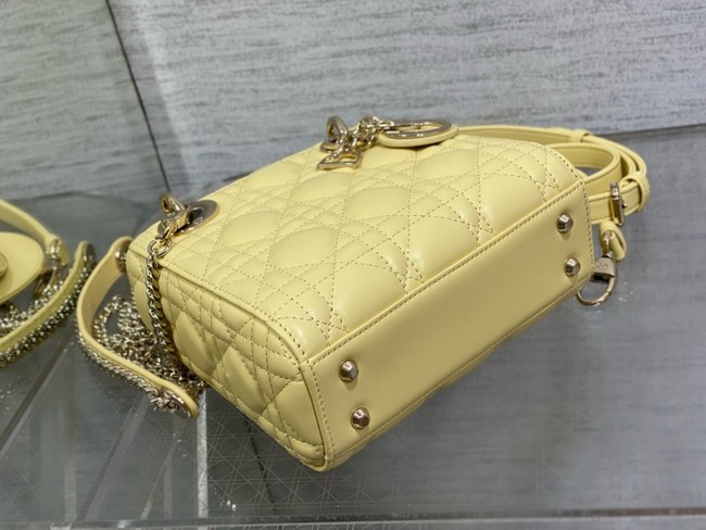 Mini Lady Dior My ABCDior Bag Cannage Lambskin M0505O yellow
