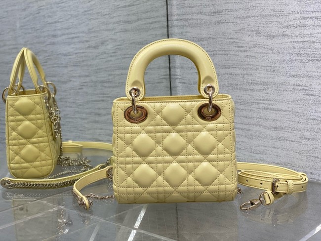 Mini Lady Dior My ABCDior Bag Cannage Lambskin M0505O yellow