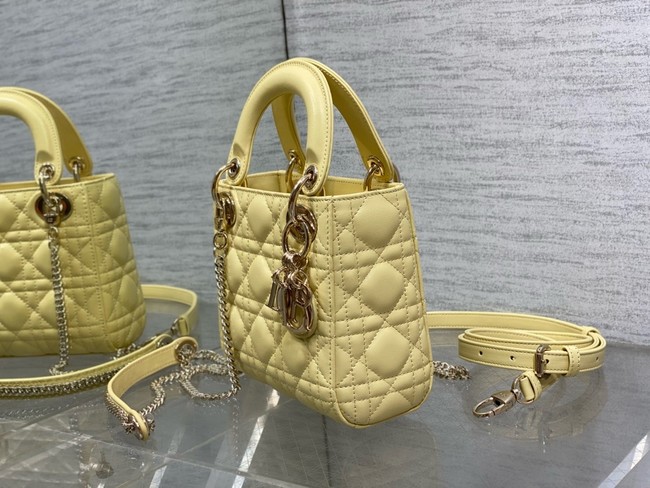 Mini Lady Dior My ABCDior Bag Cannage Lambskin M0505O yellow