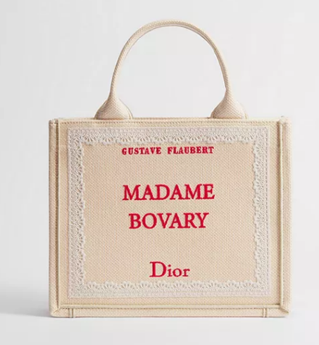 Small Dior Book Tote with Strap Beige and Red Book Cover Embroidery M1404PE