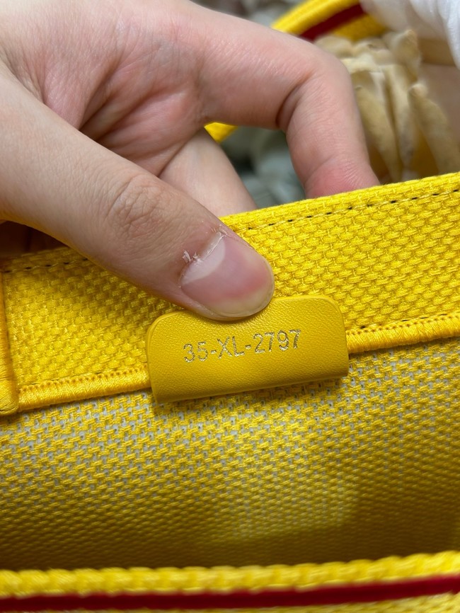 Small Dior Book Tote with Strap Embroidery M1404PE Yellow and Red Book Cover