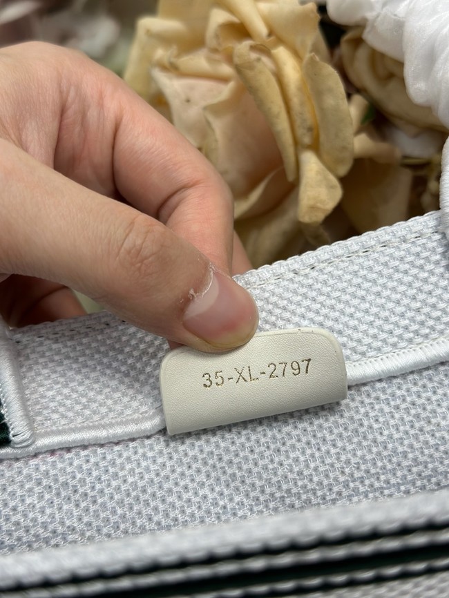 Small Dior Book Tote with Strap Embroidery M1404PE white