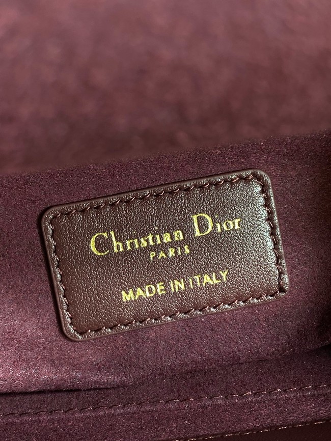 Small Lady Dior Bag with Strap Cannage Lambskin M0531OU Hermitage Red